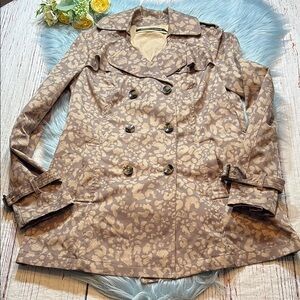 Anthropologie Daughters of the Liberation Leopard Print Trench Coat sz 2